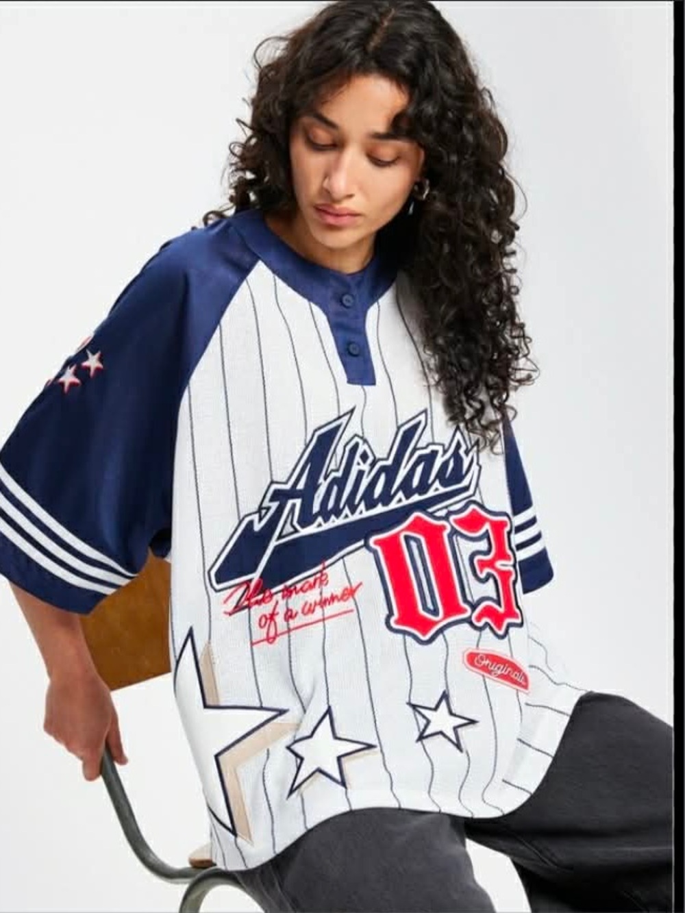 ADIDAS ORIGINALS PREMIUM KNIT BASEBALL SHORT SLEEVE TOP - Adult Size MEDIUM